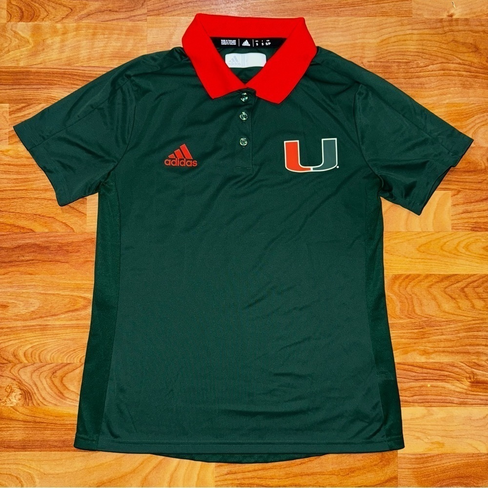 Miami Hurricanes adidas Polo Women's Size Small Green Used Collared Shirt Nice